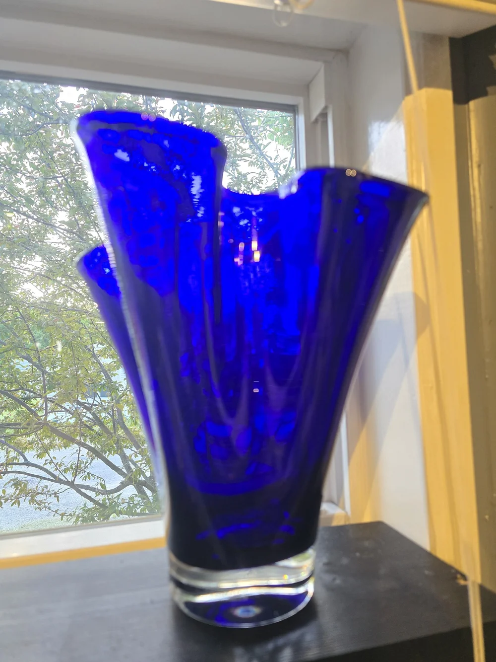 Cobalt Blue Hand-Blown Glass Vase - Decorative Home Accent